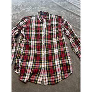 LRL‎ Lauren Jeans Co Medium Long Sleeve Red Plaid Cotton Button up Shirt